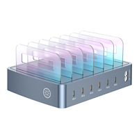 Station de charge de bureau OEM ODM 120W à 6 ports Type C PD, chargeur USB C multi-ports 30W PD avec support à séparateurs amovibles