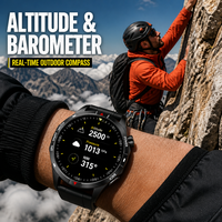 Reloj GPS Resistente F7G, Pantalla AMOLED HD de 1.43 Pulgadas 466*466, Registro en la Nube, Monitor de Salud SpO2 para Android IOS, 1 Unidad, Negro