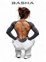 Combinaison de yoga sans couture pour femme BASHAsports avec logo personnalisé, dos nu, manches longues, combinaison de sport à séchage rapide