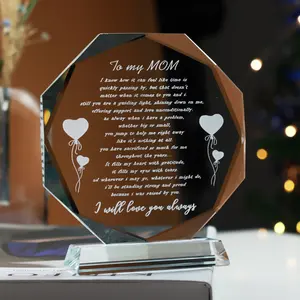 Unique laser engraving Birthday Gift Glass Keepsake crystal Gifts for MOM Anniversary Wedding Gift crystal presents