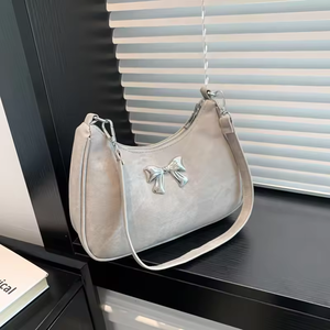 Nouveau Sac à Main Rétro pour Femme, Grande Capacité, Porté Épaule, avec Nœud Texturé et Fermeture Éclair, Idéal pour l'Automne - Product Image 3