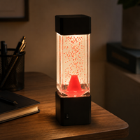 Mini lampe de table décorative carrée noire à LED en ABS, taille moyenne, blanc chaud, pour la décoration de la maison, de la chambre à coucher, cadeau