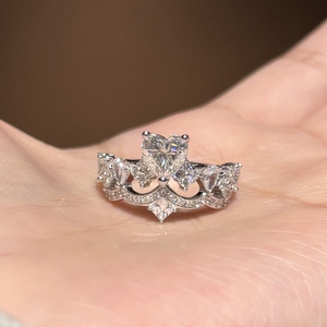 <span class=keywords><strong>Anello</strong></span> di Lusso in Argento S925 con Moissanite a Cuore da 1 Carato, <span class=keywords><strong>Anello</strong></span> di Fidanzamento con Corona in Argento Sterling 925 - Product Image 5