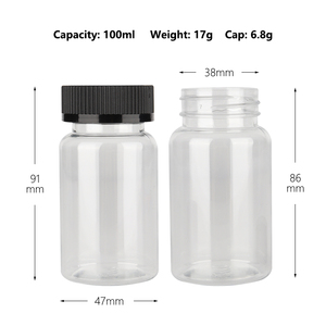 100cc 100ml Wide Mouth Clear Round Empty Pill Bottles <strong>Tablet</strong> Capsule Plastic Bottle <strong>Container</strong> With Black Child-resistant Lids - Product Image 6