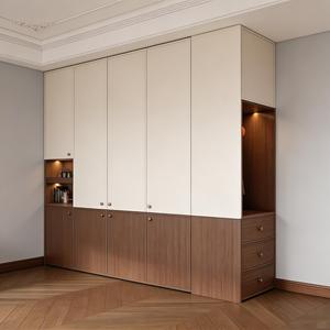 Armario Empotrado <span class=keywords><strong>de</strong></span> Madera Bicolor Moderno y Clásico MUJU, Iluminación LED <span class=keywords><strong>de</strong></span> Piso <span class=keywords><strong>a</strong></span> <span class=keywords><strong>Techo</strong></span>, Estantes Abiertos, 5+ Cajones con Tiradores, para Dormitorio o Sala <span class=keywords><strong>de</strong></span> Estar - Product Image 3