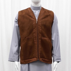Vendita all'Ingrosso di Abbigliamento Tradizionale Musulmano, Gilet Invernale in Camoscio Spesso per Uomo, Tinta Unita, <span class=keywords><strong>Moda</strong></span> Modesta - Product Image 4