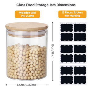 Cylinder Sealed Air Tight Kitchen <b>Glass</b> Spice Jar <b>Container</b> With Bamboo Lid for Storage - Product Image 2