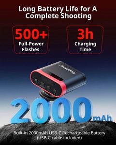 Für Small Rig RS20 Mini Kamera <span class=keywords><strong>Flash</strong></span> Speed lite für <span class=keywords><strong>Canon</strong></span> für Sony GN12 2000mAh Akku OLED 8 Stufen 500 Full-Power Blitze/1,8 s - Product Image 2