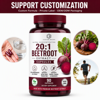 Complément Nutritionnel de Soutien Cardiovasculaire 20:1 Capsules d'Extrait de Betterave OEM ODM Marque Privée Usine Certifiée GMP Norme UE