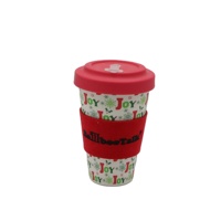 Tasse à café de voyage réutilisable écologique 12oz RPET tasses à emporter bambou à emporter tasses pour jus de café boisson froide tasse à boire