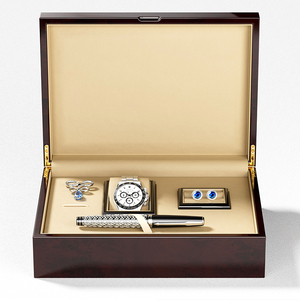 प्रीमियम लक्जरी काले लकड़ी के कस्टम घड़ी उपहार बॉक्स सेट लॉक पानी प्रतिरोधी चमड़े के अस्तर में क्यूफलिंक पेन केस - Product Image 4