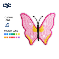 Parche Bordado Personalizable de Insecto Colorido, Diseño Ligero, Parche Termoadhesivo de Mariposa Rosa Linda