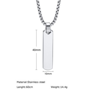 Collar de barra inicial para hombres, colgante de barra <span class=keywords><strong>vertical</strong></span> geométrico grueso con letras de la letra de la barra de regalo simple casual joyería de regalo - Product Image 6