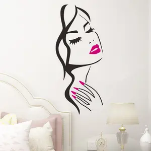 2024 new fashion lady girl Red lips beauty bedroom living room pvc wall decoration wall sticker wholesale