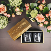 Coffret cadeau d'entreprise original, ensemble de verres à whisky carrés personnalisés, ensemble de 2 verres à whisky, cadeaux de mariage pour les invités