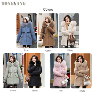 TONGYANG New Cotton Liner Warm Parka giacca impermeabile <span class=keywords><strong>donna</strong></span> Slim cappotto lungo <span class=keywords><strong>donna</strong></span> inverno grande pelliccia Parka con cappuccio <span class=keywords><strong>cappotti</strong></span> - Product Image 5