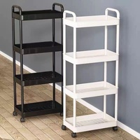 Petit chariot de rangement en plastique moderne sur pied, étagère multi-niveaux pour fruits et légumes de cuisine, panier pliable pour salle de bain