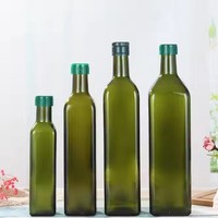 Bouteilles en verre carrées pour huile d'olive Marasca, vente en gros d'usine, 250, 500, 750 ml, avec bouchon à vis et impression sérigraphique
