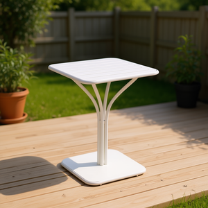 โต๊ะกลางแจ้ง สีขาว ขนาด 60*60*75 ซม. พลาสติก ดีไซน์มินิมอล เฟอร์นิเจอร์ทนทาน - Product Image 2