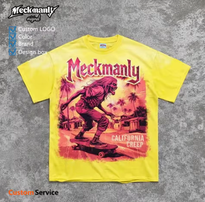 T-shirt à manches courtes pour homme, couleur personnalisée, imprimé crâne, col rond, coupe ample, décontracté, respirant, jersey de coton 230g - Product Image 5
