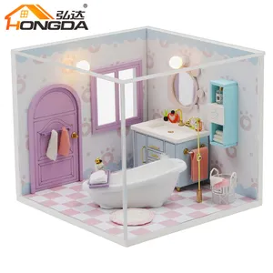 Hongda Guangzhou Supplier Creative Idiographic Diy Miniature Doll House For Distributor With Dust Cover