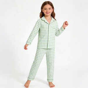 Hongbo Vente en gros de pyjamas pour enfants, filles, garçons et adolescents, en coton, décontractés, en tricot, avec volants, pyjamas pour filles, vêtements de nuit, ensembles de pyjamas pour enfants - Product Image 4