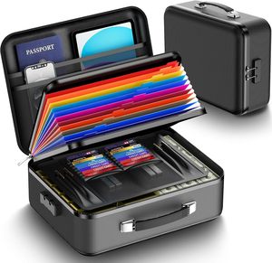 <b>Fireproof</b> <b>Document</b> <b>Box</b> with Lock Hard-Shell Fire-Resistant File Organizer Portable Safe Storage Case with 13 Pocket <b>for</b> Valuable - Product Image 1