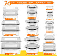 26 contenants de stockage alimentaire avec couvercles, hermétiques, réutilisables, en plastique, anti-fuite, pour la préparation des repas, organisation de la cuisine