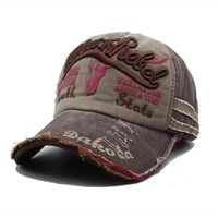 Gorra de Béisbol de Algodón Lavado Vintage Bordada Personalizada de Alta Calidad con Borde Desgastado y Visera Curva, Precio Directo de Fábrica
