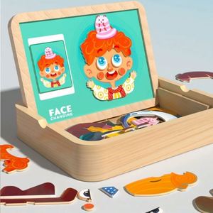 Tabletop Toy 2-In-1 Magnetic Jigsaw <b>Puzzle</b> <b>Boxes</b> Girls Boys Costumes Princess Pirate Crazy Face Dress up Game - Product Image 2