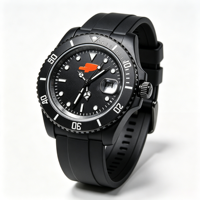 Montre de plongée personnalisable en fibre de carbone forgée de 40 mm avec mouvement automatique, bracelet en caoutchouc, verre saphir, disponible en 2 couleurs