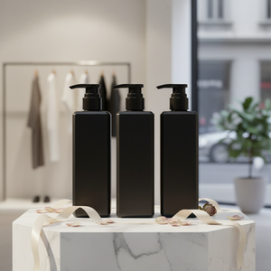 Bouteille à pompe carrée en PET noir de 500 ml, rechargeable, pour huile essentielle, shampoing, après-shampoing et <span class=keywords><strong>gel</strong></span> <span class=keywords><strong>douche</strong></span> - Product Image 3