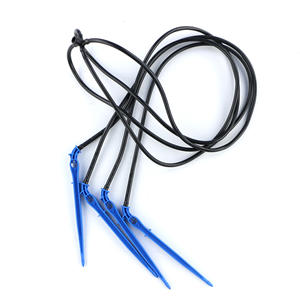 Kit d'irrigation goutte à goutte 3 voies 5 voies pour arbres fruitiers et plantes en pot, goutteur en plastique bleu avec tube noir - Product Image 1