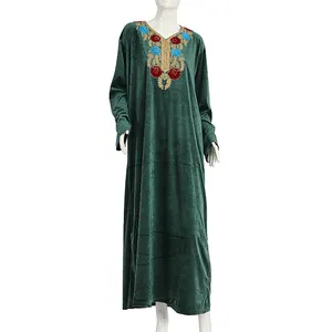 伊斯兰迪拜女士优雅连衣裙休闲舒适土耳其穆斯林传统长袖裙子女士贴牌服务成人