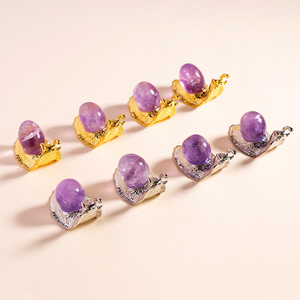 Adorno de Cristal al por Mayor, Figura de <span class=keywords><strong>Caracol</strong></span> de Aleación con Piedras de Amatista Brasileña Pulidas, Artesanía de Cristal para Decoración del Hogar y Regalo - Product Image 3