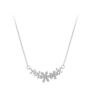 Collier marguerite personnalisable en cuivre et argent sterling S925, chaîne de clavicule simple et élégante, bijou raffiné pour femme - Product Image 1