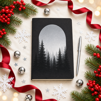 Carnet de notes WANGHAN personnalisé pour Noël, avec couverture en papier A5 cousu, motif Arche de sapin en charbon de bois, impression numérique, 80 feuilles, marqueur ruban