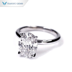 Anillo de compromiso y boda TIANYU GEMS personalizado de oro blanco de 14K y 18K con diamante ovalado curvo DF de laboratorio como piedra principal solitaria - Product Image 2