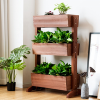 100% support de plante en bois massif à 3 niveaux lit de jardin surélevé vertical avec boîte de jardinières en bois pour la maison jardin extérieur