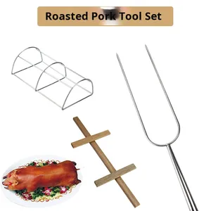 Yolecen - Tenedor para Asar Cerdo en Forma de U, de Acero Inoxidable Grueso, para Asar Cerdo Crujiente, Pierna de Cordero, Pollo y Conejo - Product Image 4