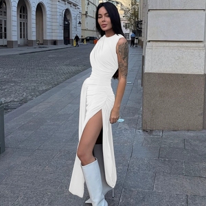 Robe longue drapée sexy à fente haute sans manches pour femme 2026 – Tenue de soirée élégante pour femme - Product Image 2