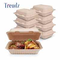 Boîte à lunch jetable en bagasse de canne à sucre biodégradable Trendz, emballage écologique, contenants alimentaires à emporter pour restaurant