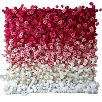 Mur de fleurs artificielles en soie, toile de fond moderne personnalisable pour mariage, dégradé rose et blanc, accessoire photo pour événements intérieurs