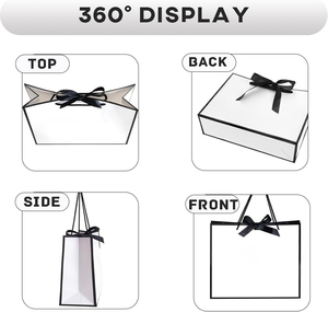 <b>Small</b> Business Wholesale Cardboard <b>Bag</b> Custom Logo <b>White</b> Paper Gift <b>Bag</b> with Ribbon Handle for Clothing Luxury Brand - Product Image 3