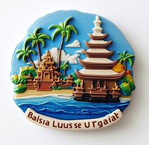 สติกเกอร์แม่เหล็กติดตู้เย็นพิมพ์ลายสามมิติรูปสามมิติชายหาดวัดเกาะตามสั่ง - Product Image 4