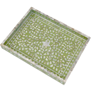 Bandeja con incrustaciones rectangulares de perlas para el hogar, bandeja hecha a mano para servir comida, lo mejor para celebración de Eid de Ramadán - Product Image 1