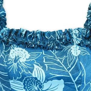 Robe de plage imprimée en gros avec volants, col carré et détails plissés, robe hawaïenne en popeline de coton personnalisée - Product Image 5