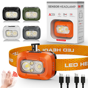 Lampe frontale à capteur A39, 500 lumens, LED rechargeable, étanche, pour course à pied, camping, randonnée, mines - Product Image 1