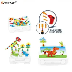 Bricstar enfants 3D démontage Double face mosaïque puzzle jouets ensemble blocs de construction créatifs boîte à outils avec perceuse