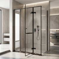 Cabine de douche moderne minimaliste avec paroi en verre, simple, à porte battante, panneau de douche en verre pour salle de bain